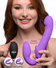 Load image into Gallery viewer, 10X Remote Control Ergo-Fit G-Pulse Inflatable and Vibrating Strapless Strap-on - Purple