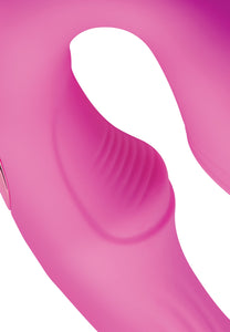 15X U-Pulse Silicone Pulsating and Vibrating Strapless Strap-on with Remote - Pink