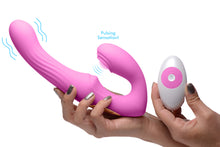 Load image into Gallery viewer, 15X U-Pulse Silicone Pulsating and Vibrating Strapless Strap-on with Remote - Pink