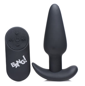 Remote Control 21X Vibrating Silicone Butt Plug - Black
