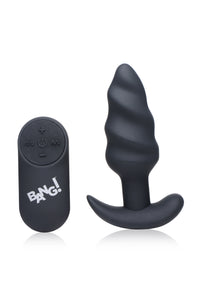 Remote Control 21X Vibrating Silicone Swirl Butt Plug - Black