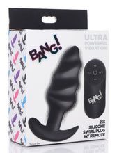 Load image into Gallery viewer, Remote Control 21X Vibrating Silicone Swirl Butt Plug - Black