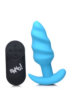 Load image into Gallery viewer, Remote Control 21X Vibrating Silicone Swirl Butt Plug - Blue