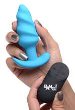 Load image into Gallery viewer, Remote Control 21X Vibrating Silicone Swirl Butt Plug - Blue