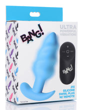 Load image into Gallery viewer, Remote Control 21X Vibrating Silicone Swirl Butt Plug - Blue