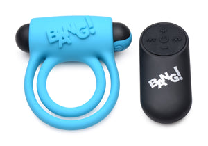 Remote Control 28X Vibrating Cock Ring and Bullet - Blue