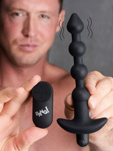 Remote Control Vibrating Silicone Anal Beads - Black