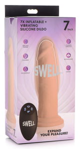 7X Inflatable and Vibrating Remote Control Silicone Dildo - 7 Inch