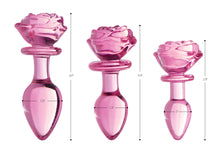 Load image into Gallery viewer, Pink Rose Glass Anal Plug - Small