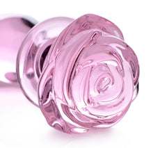 Load image into Gallery viewer, Pink Rose Glass Anal Plug - Medium