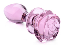 Load image into Gallery viewer, Pink Rose Glass Anal Plug - Medium