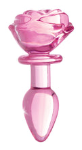 Load image into Gallery viewer, Pink Rose Glass Anal Plug - Small