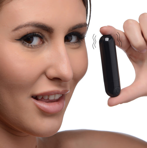 10X Rechargeable Vibrating Metallic Bullet - Black