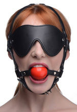 Load image into Gallery viewer, Blindfold Harness and Red Ball Gag