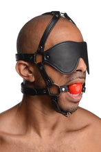 Load image into Gallery viewer, Blindfold Harness and Red Ball Gag