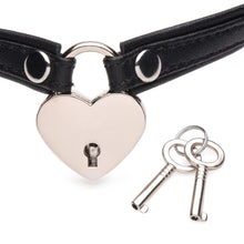 Load image into Gallery viewer, Heart Lock Leather Choker with Lock and Key - Black