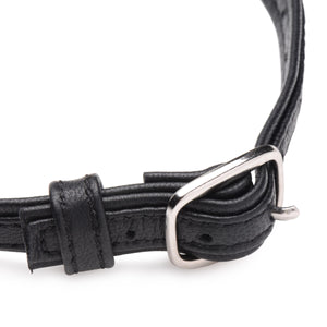 Heart Lock Leather Choker with Lock and Key - Black