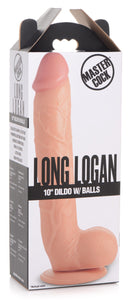 Long Logan 10 Inch Dildo with Balls - Light