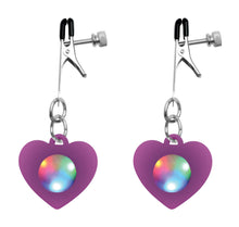 Load image into Gallery viewer, Silicone Light Up Heart Nipple Clamps