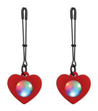 Load image into Gallery viewer, Silicone Light Up Heart Tweezer Nipple Clamps