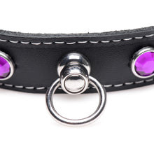 Load image into Gallery viewer, Royal Vixen Leather Choker with Rhinestones - Purple
