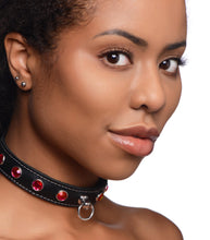 Load image into Gallery viewer, Fierce Vixen Leather Choker with Rhinestones - Red