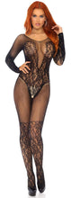 Load image into Gallery viewer, Net and Lace Crotchless Bodystocking
