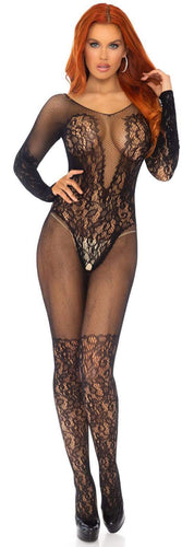 Net and Lace Crotchless Bodystocking
