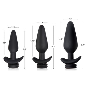 Interchangeable 10X Vibrating Silicone Anal Plug with Remote - XL