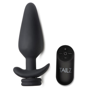 Interchangeable 10X Vibrating Silicone Anal Plug with Remote - XL