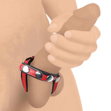 Load image into Gallery viewer, Leather Snap-On Cock Harness - Red