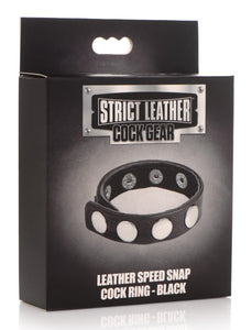 Leather Speed Snap Cock Ring - Black