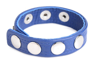 Leather Speed Snap Cock Ring - Blue