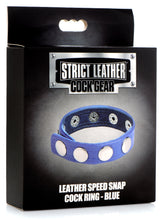 Load image into Gallery viewer, Leather Speed Snap Cock Ring - Blue
