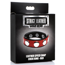 Load image into Gallery viewer, Leather Speed Snap Cock Ring - Red