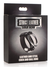 Load image into Gallery viewer, Leather and Steel Cock and Ball Ring