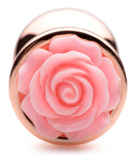 Load image into Gallery viewer, Rose Gold Anal Plug with Pink Flower - Medium