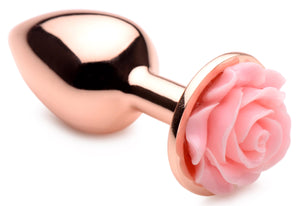 Rose Gold Anal Plug with Pink Flower - Small
