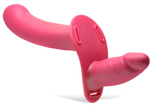 28X Double Diva 1.5 Inch Double Dildo with Harness and Remote Control - Pink