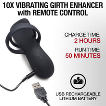 Load image into Gallery viewer, 10X Silicone Vibrating Girth Enhancer with Remote Control