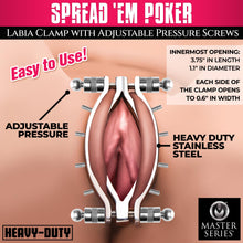 Load image into Gallery viewer, Spread Em Stainless Steel Poker Labia Clamp with Adjustable Pressure Screws