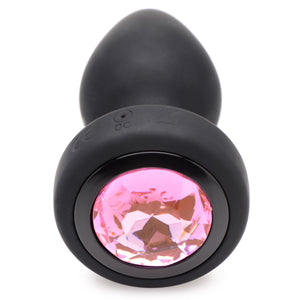 28X Vibrating Silicone Pink Gem Anal Plug - Small