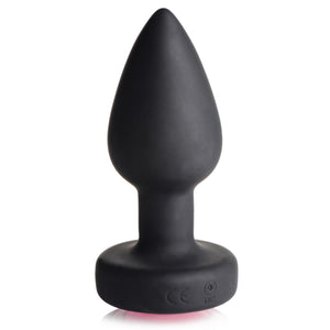 28X Vibrating Silicone Pink Gem Anal Plug - Small