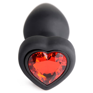 28X Vibrating Silicone Red Heart Anal Plug - Small