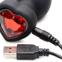 Load image into Gallery viewer, 28X Vibrating Silicone Red Heart Anal Plug - Small