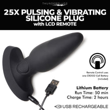 Load image into Gallery viewer, 25X Pulsing and Vibrating Silicone Plug with Remote