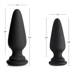 Large Anal Plug with Interchangeable Fox Tail - Black and White