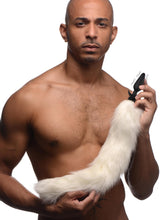 Load image into Gallery viewer, Small Vibrating Anal Plug with Interchangeable Fox Tail - White