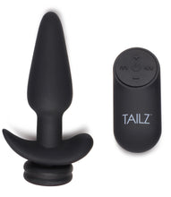 Load image into Gallery viewer, Small Vibrating Anal Plug with Interchangeable Fox Tail - Black and White