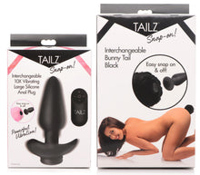 Load image into Gallery viewer, Large Vibrating Anal Plug with Interchangeable Bunny Tail - Black